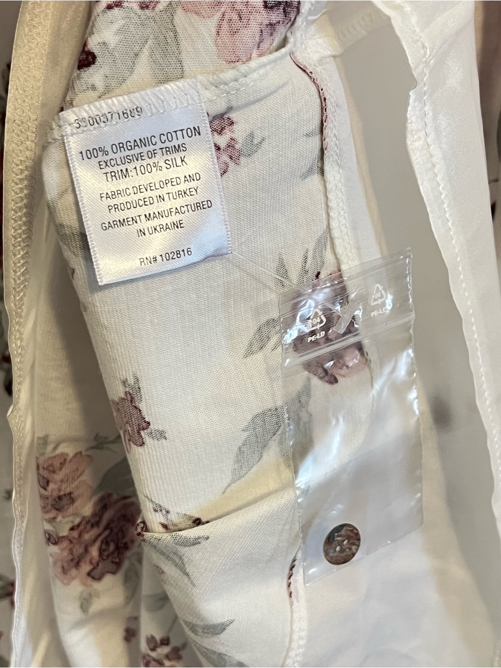 NWT Garnet Hill Silk Trim Nightgown Organic Cotton Sleeveless Rosette Floral - Picture 11 of 11